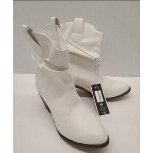 Charles Albert Women's White Western Cowboy Boots Size 9 Vegan Leather